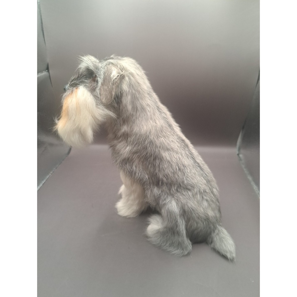 Realistic Furry Dog Figurine‎ Terrier Mini Schnauzer Scotty Gray Puppy Beard Pet - Picture 5 of 15